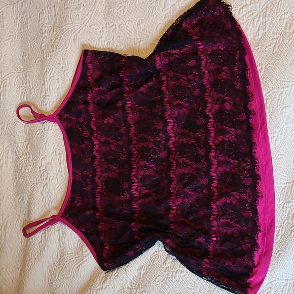 Fashion Bug Tops - Women's Plus Size 2x Hot Pink Black Lace Tank Top Camisole Sleeveless Top